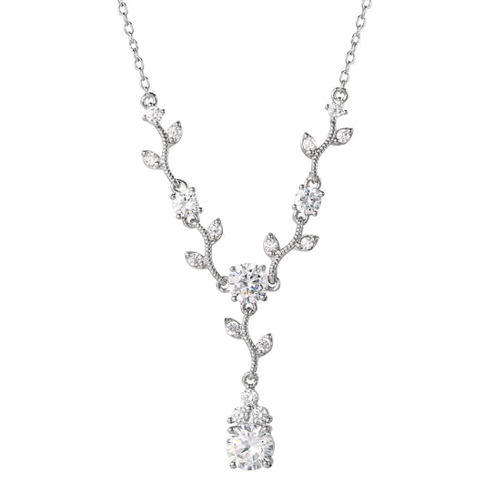 Believe by Brilliance Fine Silver Plated Cubic Zirconia Vine Pendant Necklace, 18"